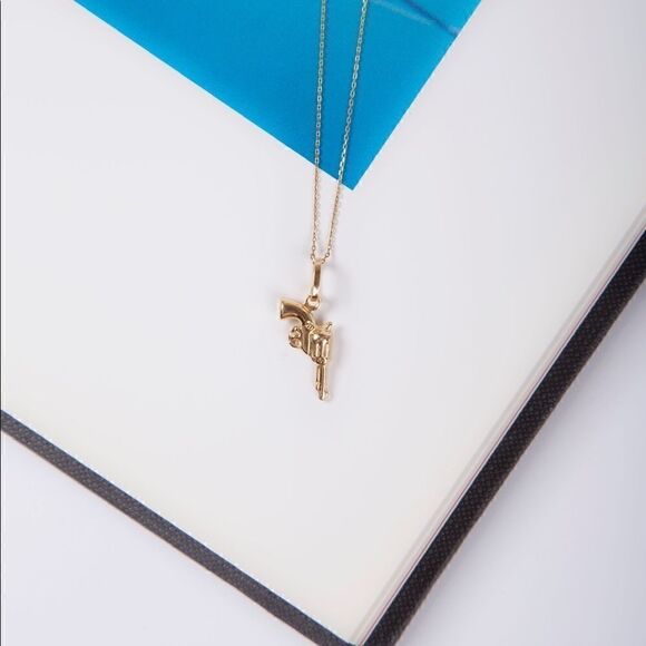 14k Real Gold Revolver Pendant | Birthday Gift | Gold Revolver Charm | Jewelry | - Picture 5 of 8